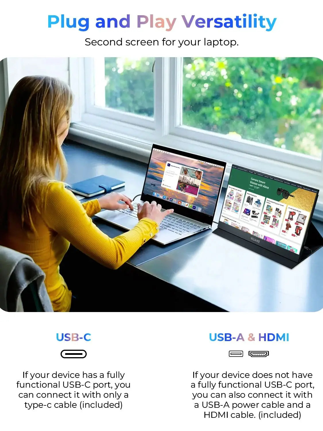 Écran Portable 15.6 Pouces Full HD IPS 1080P pour PC Laptop et Jeu