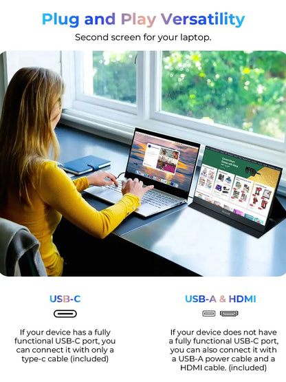 Écran Portable 15.6 Pouces Full HD IPS 1080P pour PC Laptop et Jeu