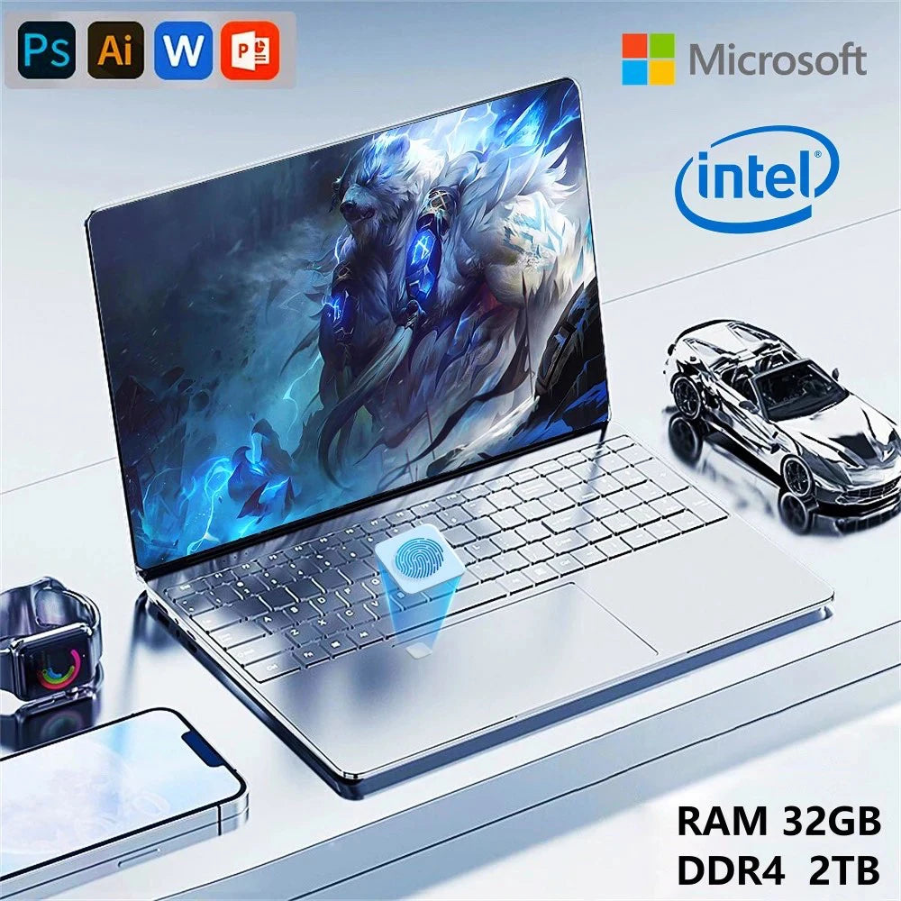 Laptop 15.6 Pouces Intel N5095 32Go 2To SSD Rapide Windows 11