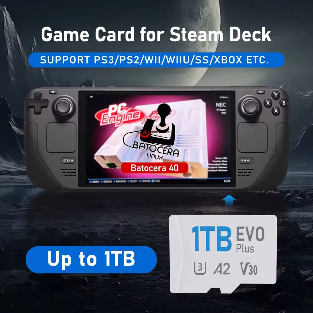 Carte de Jeu Steam Deck Batocera 40 avec 40000 Jeux Rétro Plug and Play