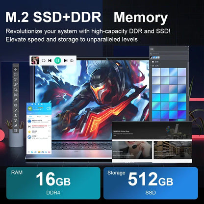 Ordinateur Portable Windows 11 Pro 16Go RAM 1To SSD Écran 15 Pouces PC Gamer