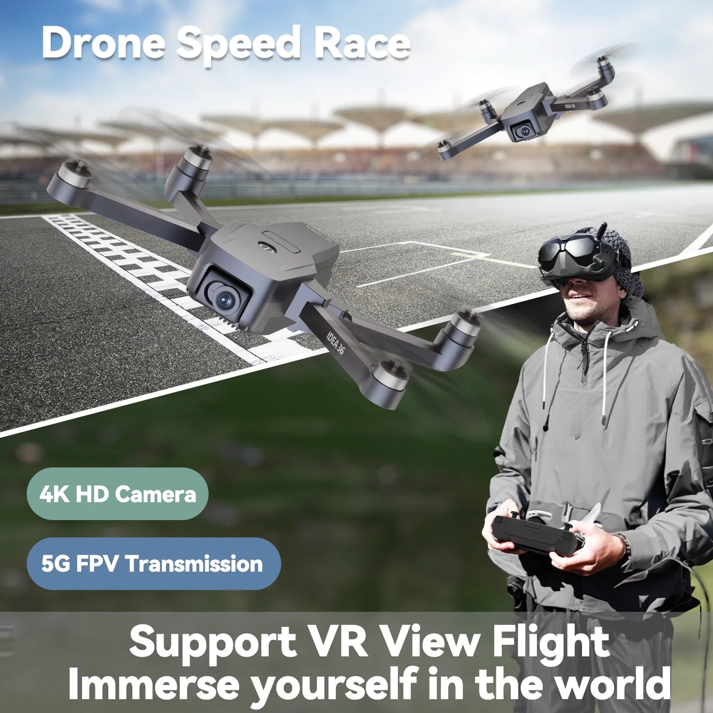 Drone GPS 4K TT36 Caméra Ultra HD WiFi 5G Télécommande Brushless